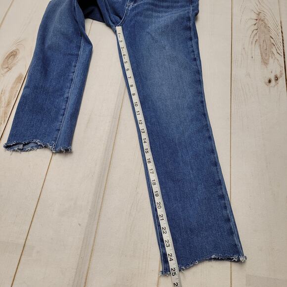 Paige Hoxton slim crop jeans distressed raw chewed hem - Picture 3 of 9